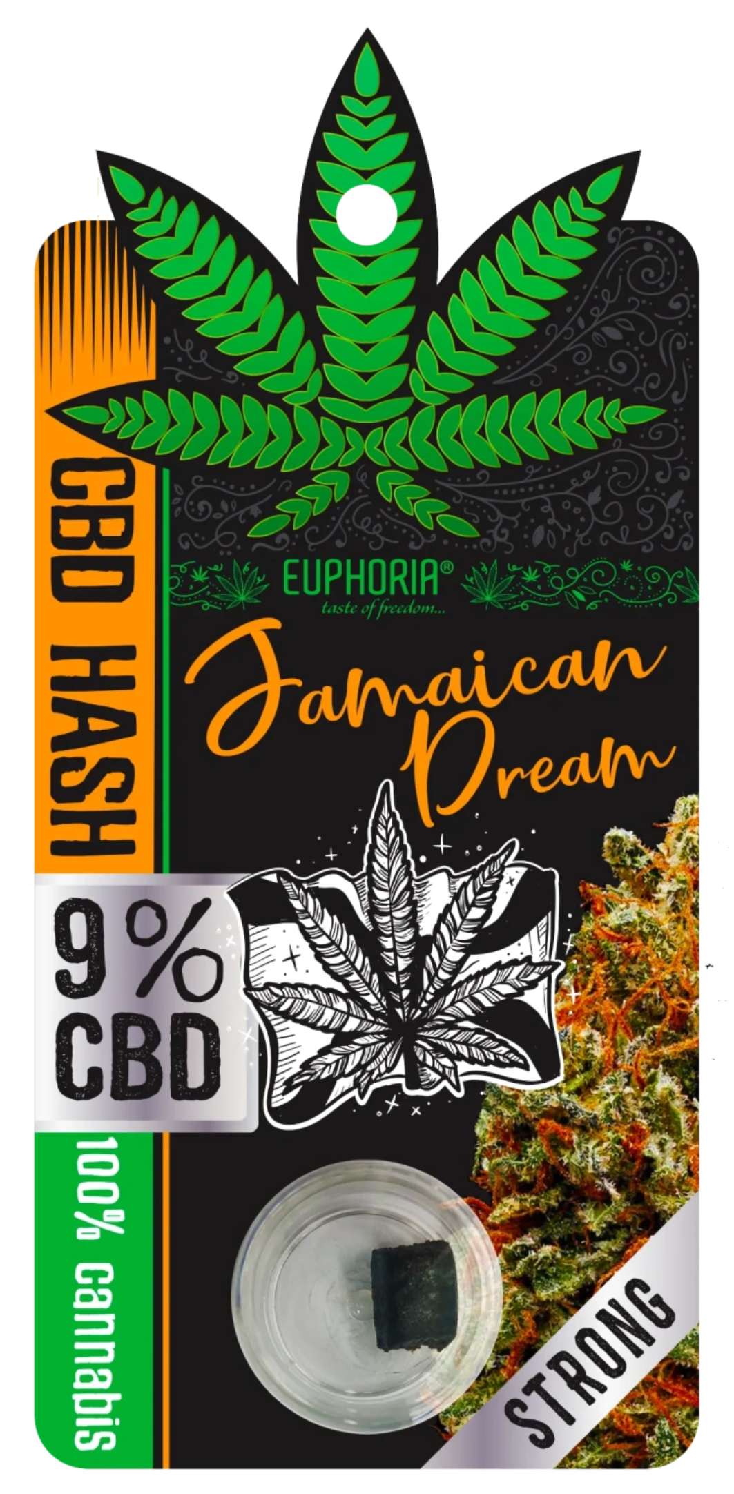 Euphoria Hash 9% Jamaican Dream - Made of 100% pure Cannabis Sativa